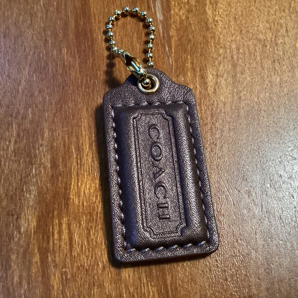 Coach Dark Brown Leather Bag Tag/Hang Tag